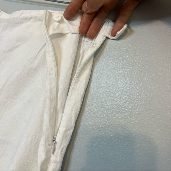 J. Jill Linen Stretch Cropped Pants Solid Side Zip Women's Sz XL Wide Leg White - Picture 7 of 10